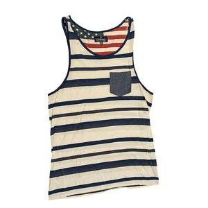 Company Eighty One Mens Striped USA Flag Pocket‎ Tank Top Size M